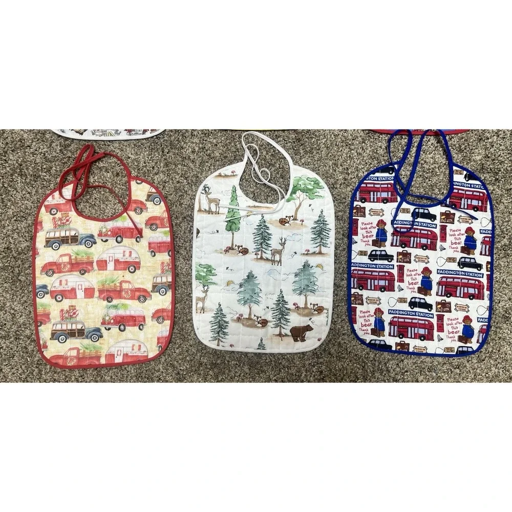 Lot Of 6 Quilted Handmade‎ Bibs Assorted Large Size 12